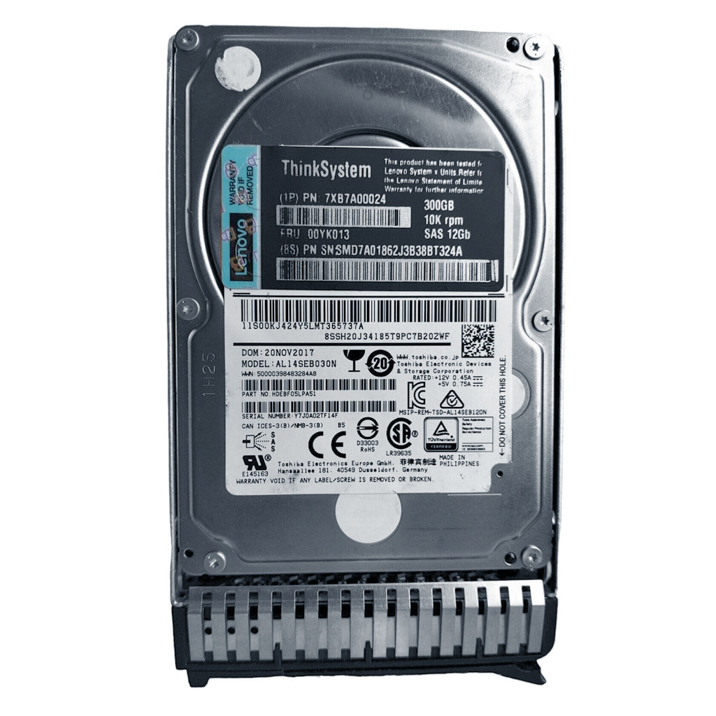 00YK013 Lenovo 300GB Hard Drive 10K SAS 2.5" 512n 12GBps Hot Swap