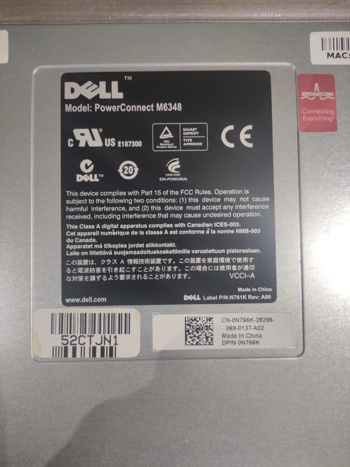 DELL 0N766K - N766K PowerConnect M6348 48x1GB BASE-T