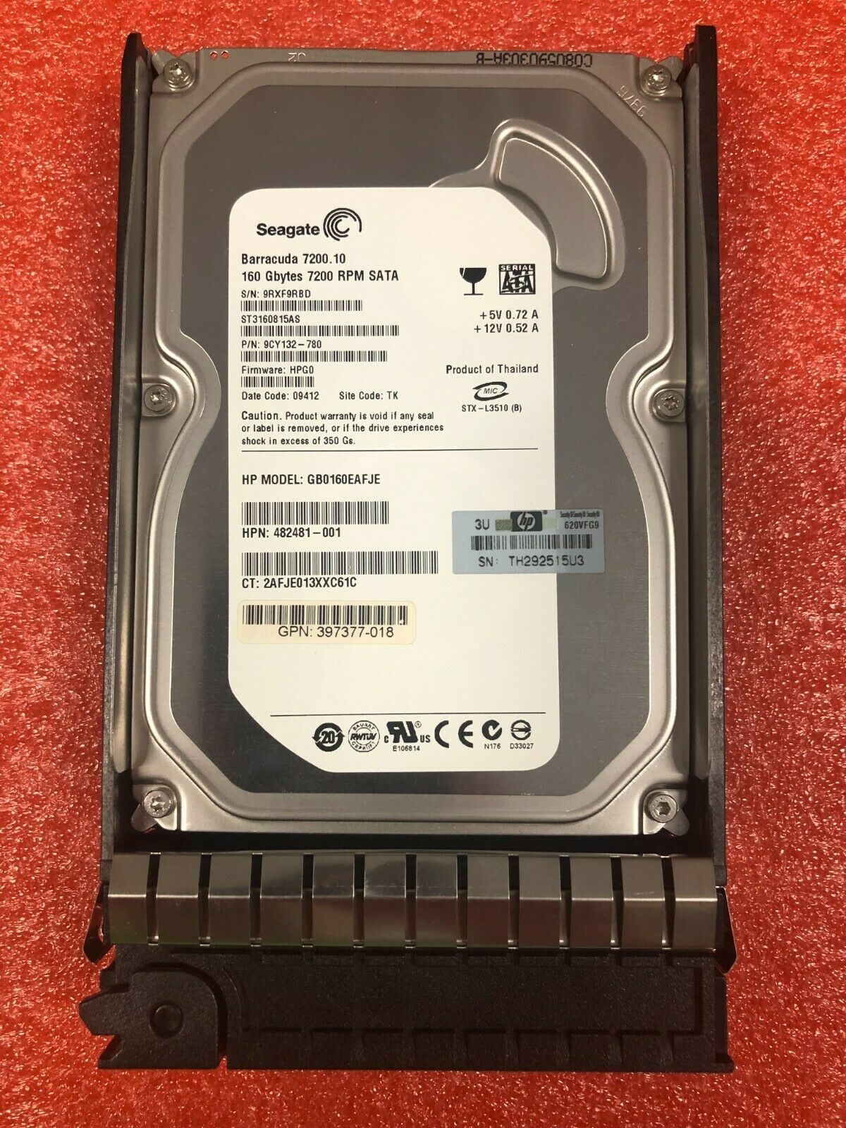 HP 483095-001 160 GB HDD 3G SATA 7.2K 3.5" LFF