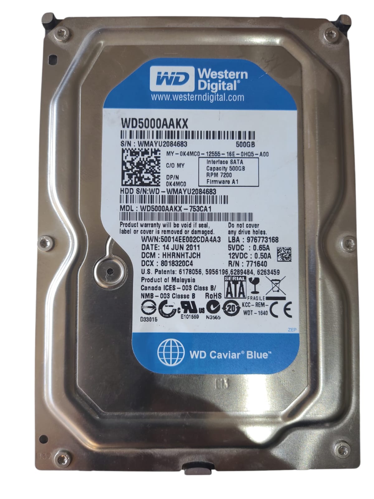 WD5000AAKX Western Digital WD5000AAKX 500GB 7200RPM 6Gb/s 3.5in SATA Hard Drive