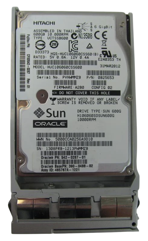 SUN HGST 7045228 HUC106060CSS600 600GB 10K 6G 2.5" SAS Hard Drive SE6X3K11Z 542-0287-01