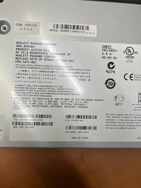 Conmutador de consola de servidor KVM analógico de 8 puertos HP AF616A PN 517690-001 513735-001