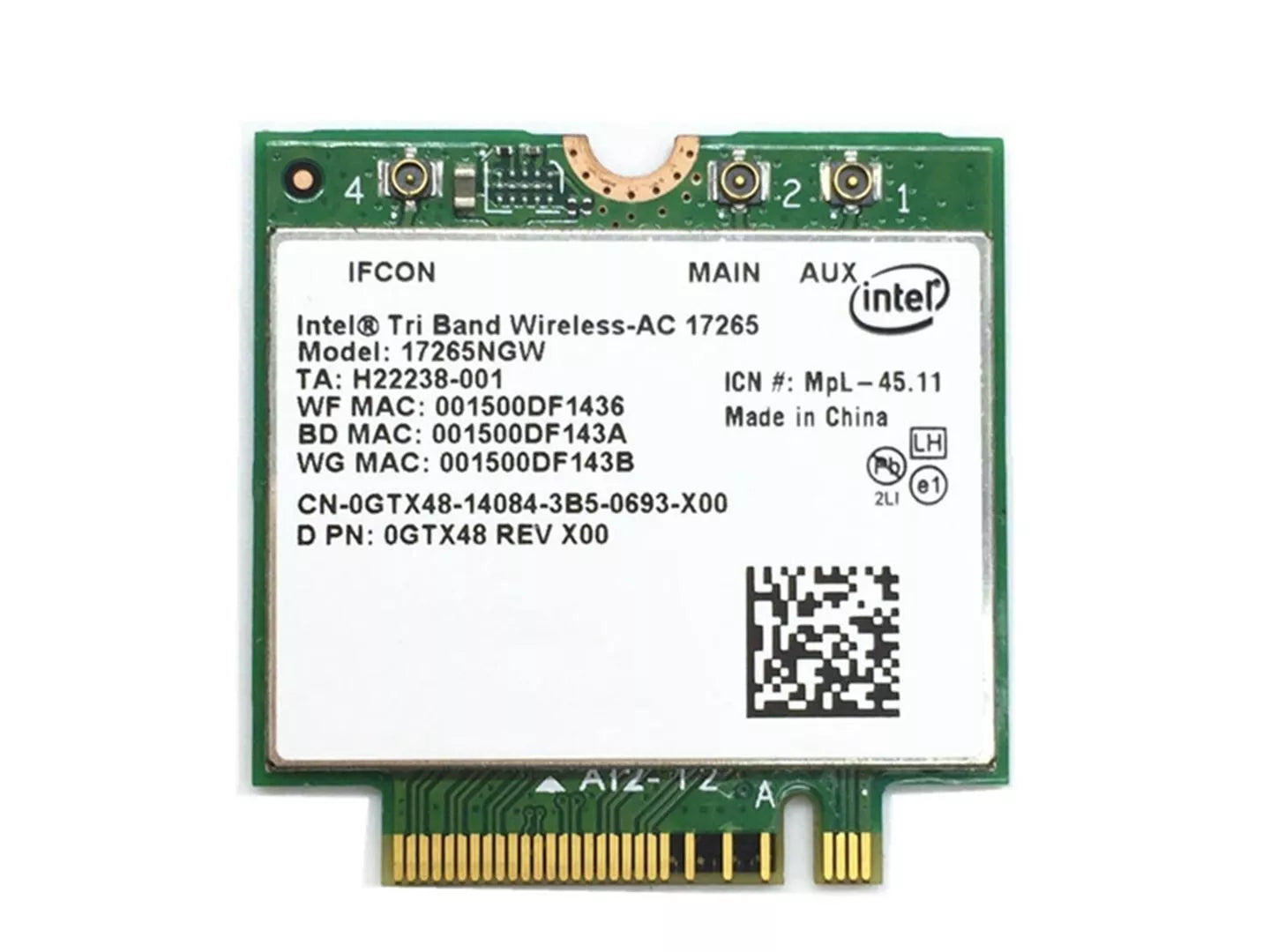 Dell 0GTX48 Intel Tri Band Wireless-AC 17265NGW 867M REV X01
