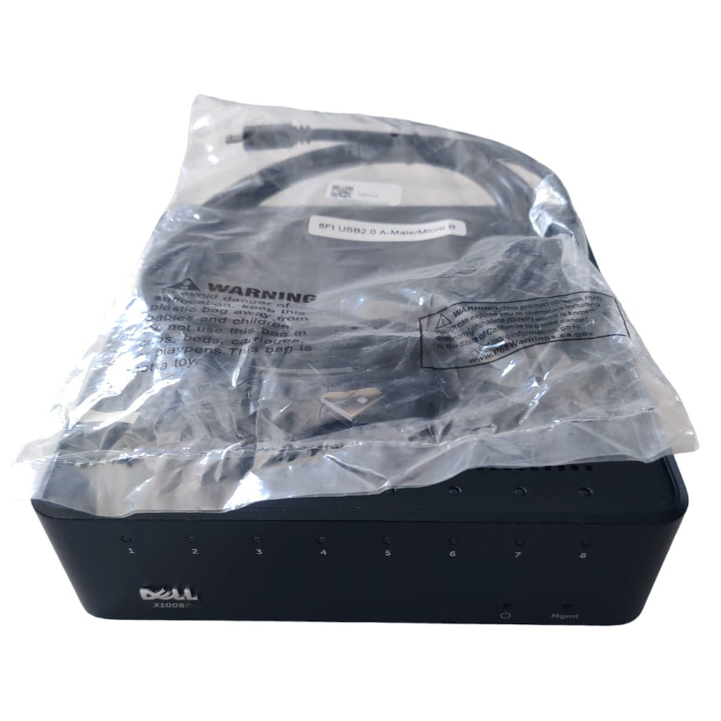 648NJ Dell X1008P 8P 1GbE 123W PoE Managed Switch w/ Cable USB A-Male/Micro-B