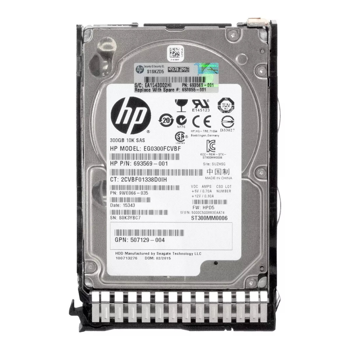 HP 653955-001 300GB 10K 6G 2.5" SAS HDD