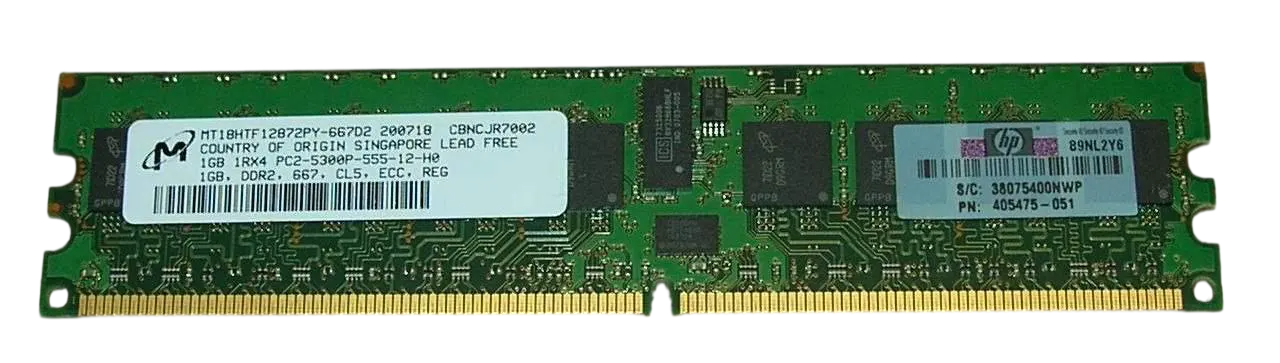 MT18HTF12872PDY-667D2 635205-001 Micron 1GB DDR2 ECC PC2-5300P 667Mhz 2Rx8 Memory