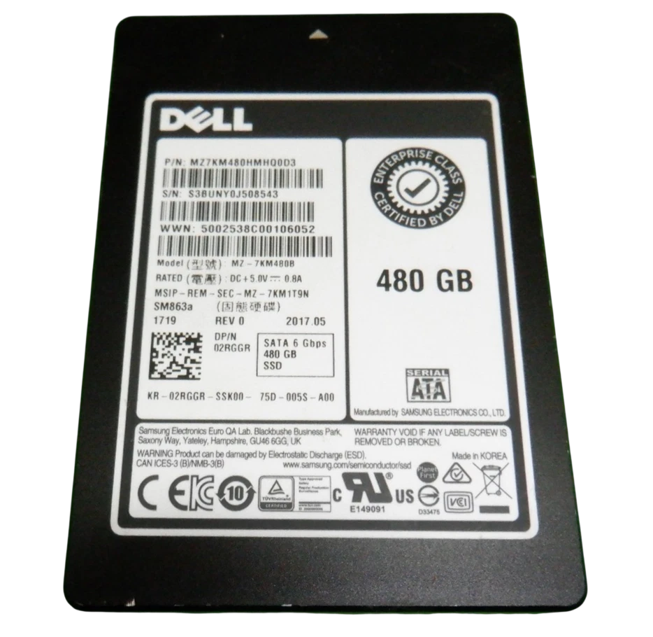 DELL 480GB 2.5" SSD MZ-7KM480B MZ7KM480HMHQ0D3 02RGGR 2RGGR