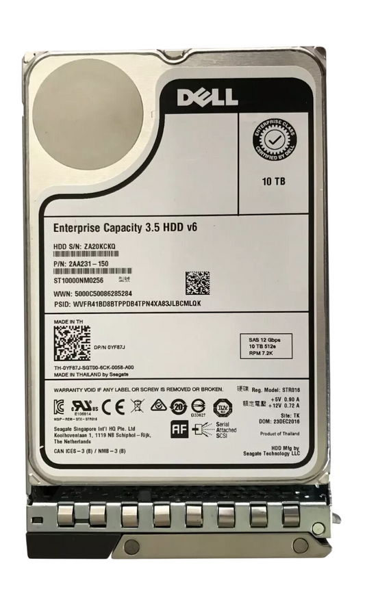 Dell Compellent XGYWN-CML 10TB 7.2K NL SAS 3.5" 12Gbps 4K Hard Drive