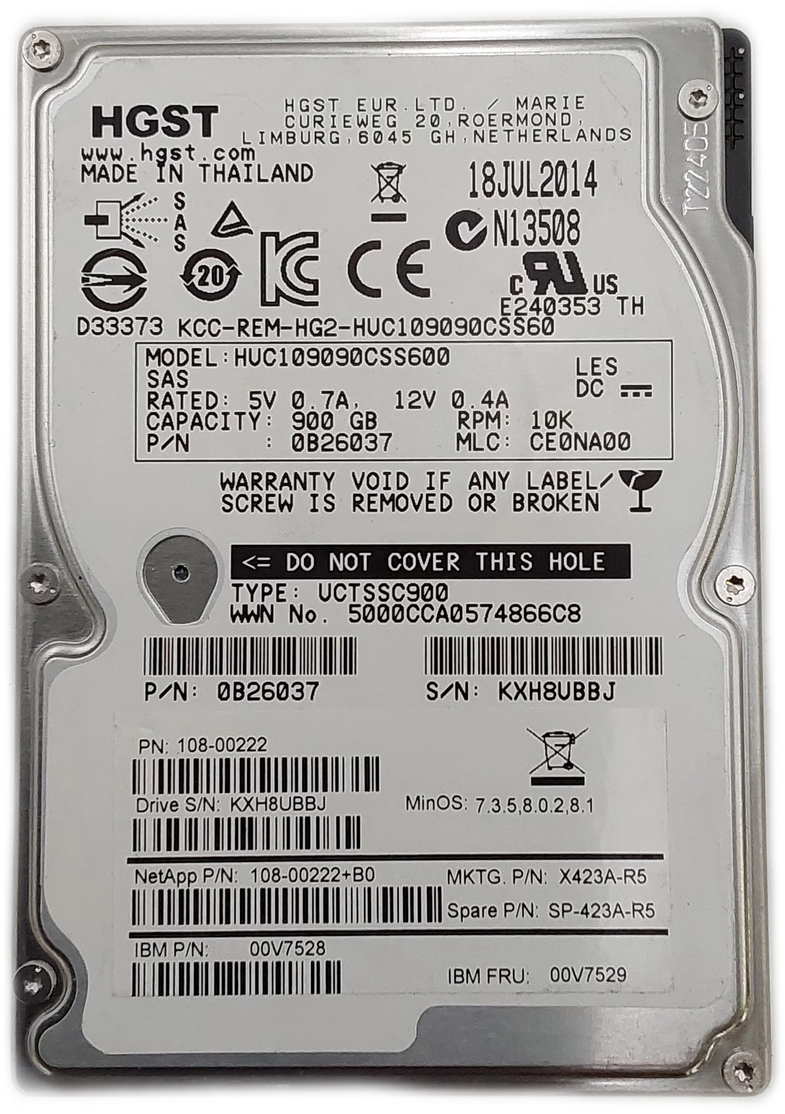 NetApp X423A-R5 900GB 10K RPM SAS 2.5″ HDD HGST Enterprise Drive