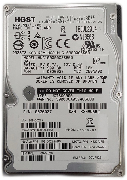NetApp X423A-R5 900GB 10K RPM SAS 2.5″ HDD HGST Enterprise Drive