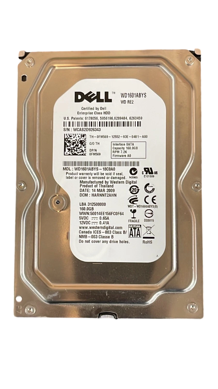 FM569 HDD SATA WD1601ABYS Dell ENTERPRISE 160 GB 7,2 K RPM 3 Gb/s 3,5"