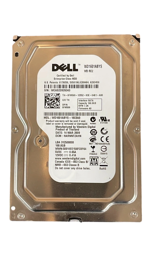 FM569 HDD SATA WD1601ABYS Dell ENTERPRISE 160 GB 7,2 K RPM 3 Gb/s 3,5"