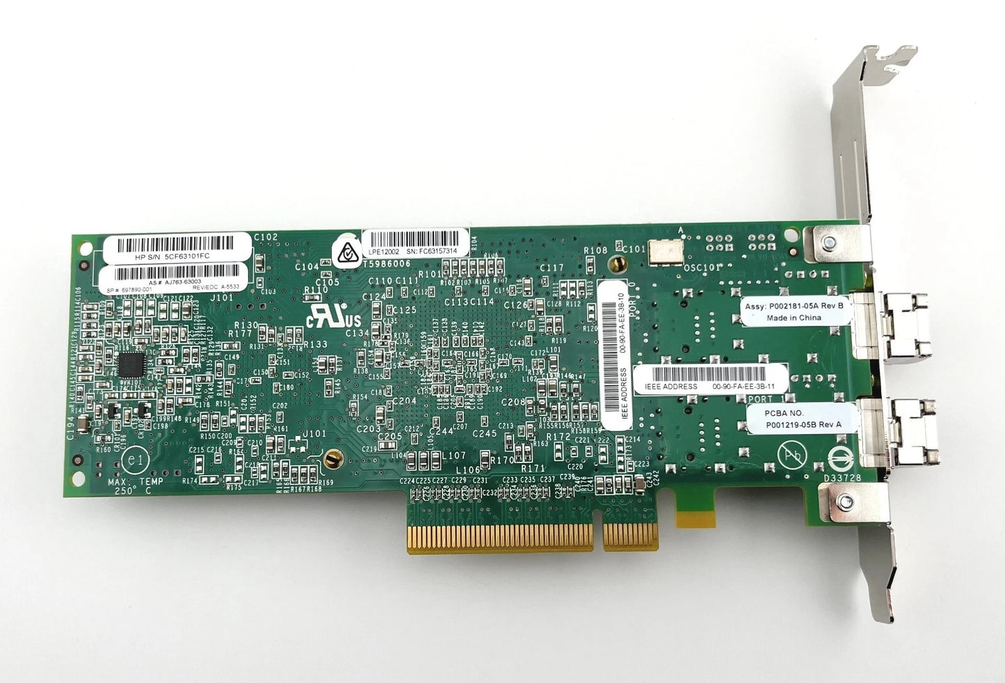 HPE AJ763B 82E PCIe FC HBA Dual Port - High Profile